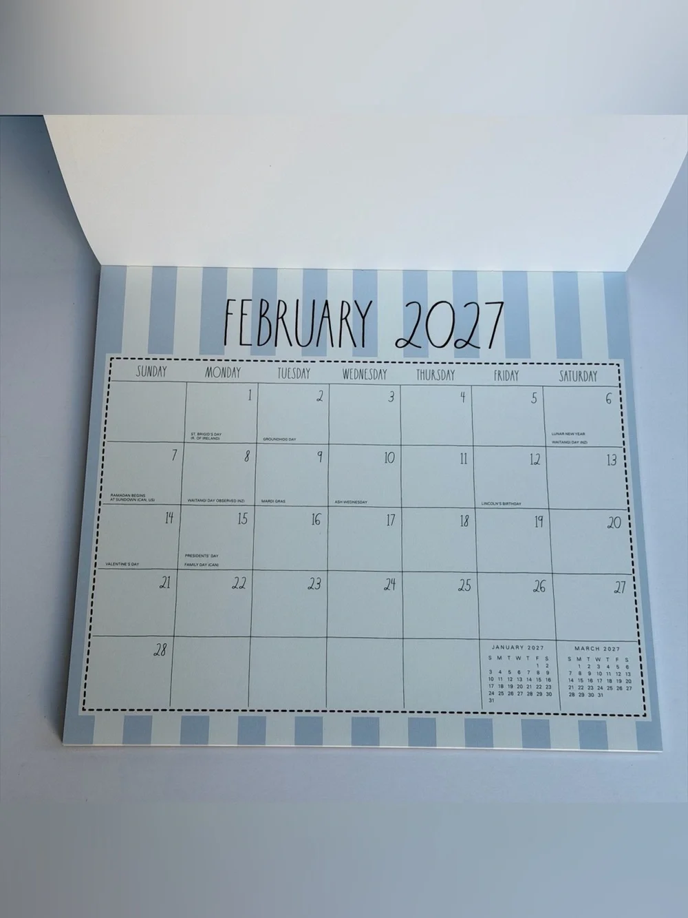 Rae Dunn 2026-2027 Magnetic Monthly Weekly 17-month Calendar Pad (Stripes)